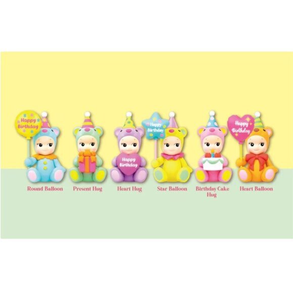 Sonny Angel Birthday Gift Bear Heart Balloon Figurine Blind Box Toys Cute Hats - Picture 8 of 9
